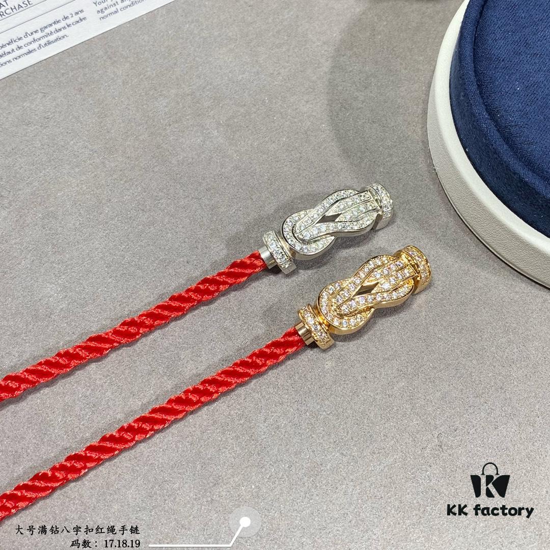 692ff4d499f2d84055c8dd32 Fred Large Full Diamond Cross Knot Red String Bracelet, High-End Customized Fashion Jewelry, Thickened 18K Gold Plated Craftsmanship, Micro-Pave Workmanship, Must-Have for Trendsetters