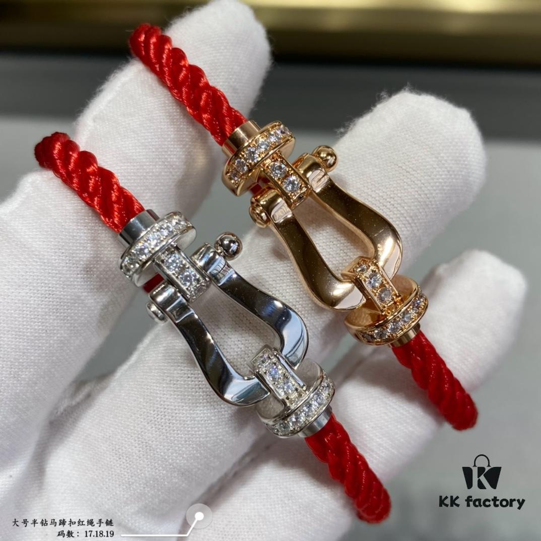 692ff4e199f2d84055c8dd3d Fred Large Semi-Paved Horsehoof Knot Red String Bracelet - Luxury Fashion Exquisite Design, High-End Customized Thickened 18K Gold Plated Craftsmanship, Micro-Inlaid Workmanship, Must-Have Item for Influencers and Fashion Enthusiasts, Platinum