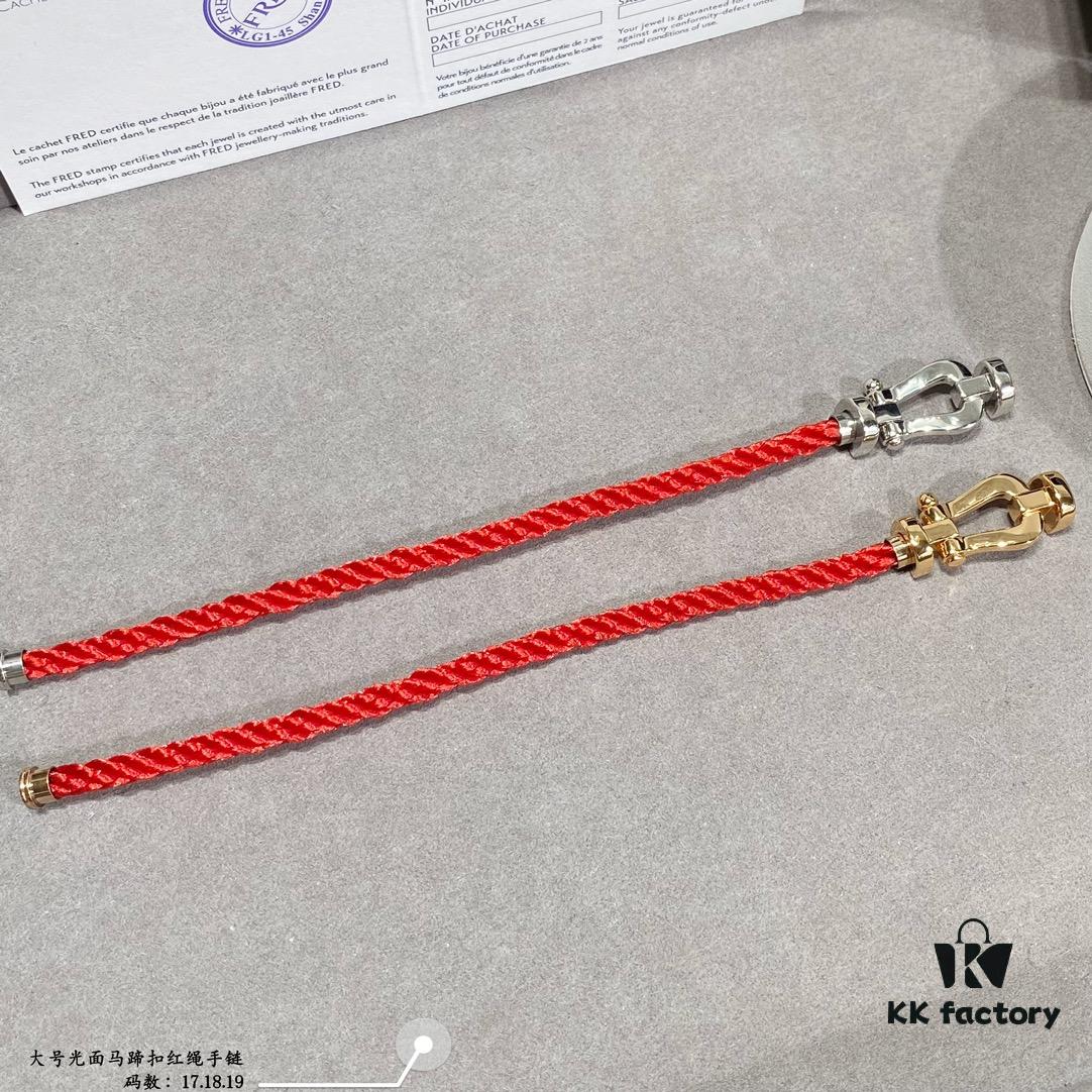 692ff4e299f2d84055c8dd3e Fred Large Smooth Horsehoof Knot Red String Bracelet, Luxury Fashion Exquisite Design, High-End Customized 18K Gold Plated Thickened Craft, Micro-Pave Precision Workmanship, Must-Have Accessory for Influencers and Style Enthusiasts, Platinum