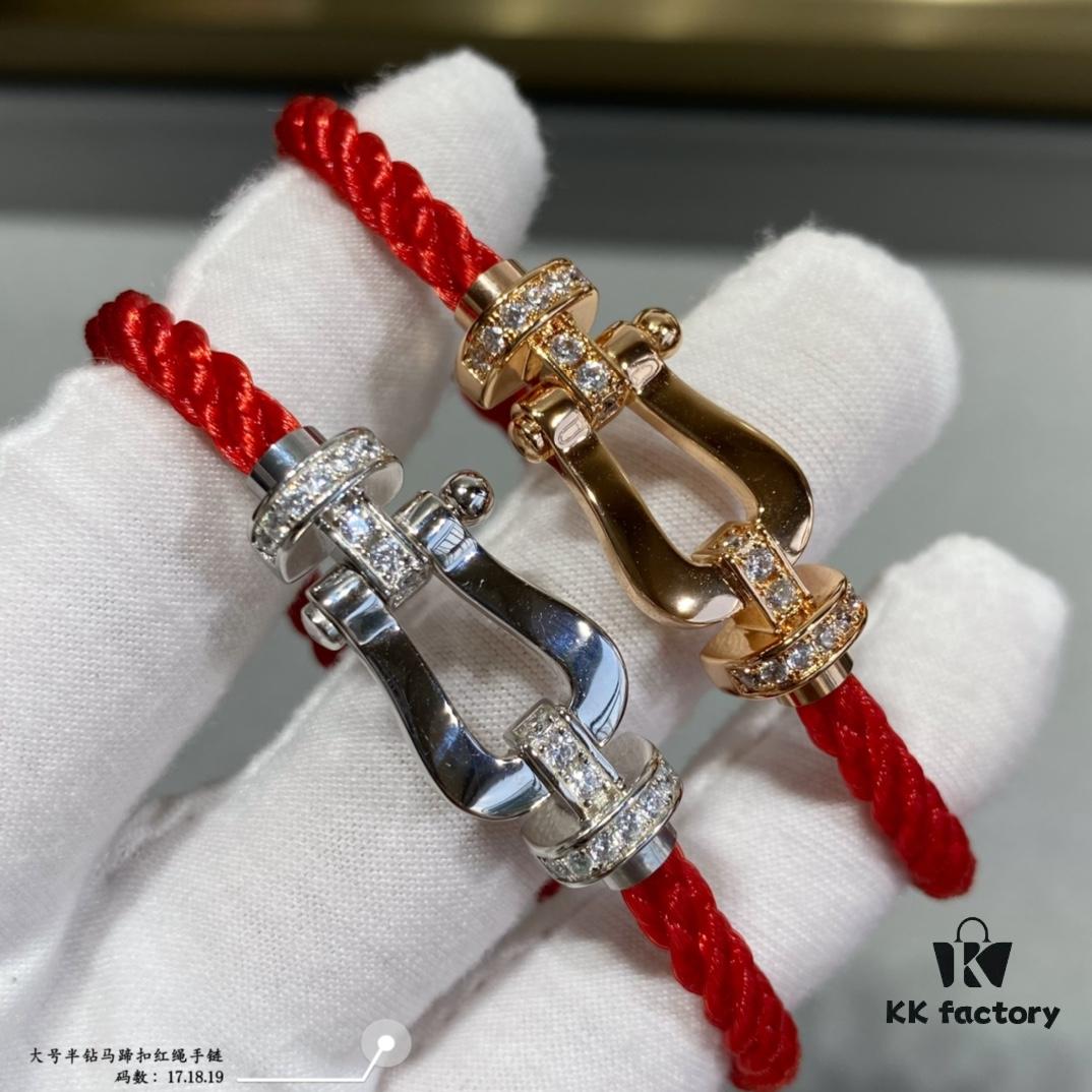 692ff4e499f2d84055c8dd40 Fred Large Semi-Paved Horsehoof Knot Red String Bracelet - Luxury Fashion Exquisite Design, High-End Customized Thickened 18K Gold Plated Craftsmanship, Micro-Inlaid Workmanship, Must-Have Item for Influencers and Fashion Enthusiasts, Platinum