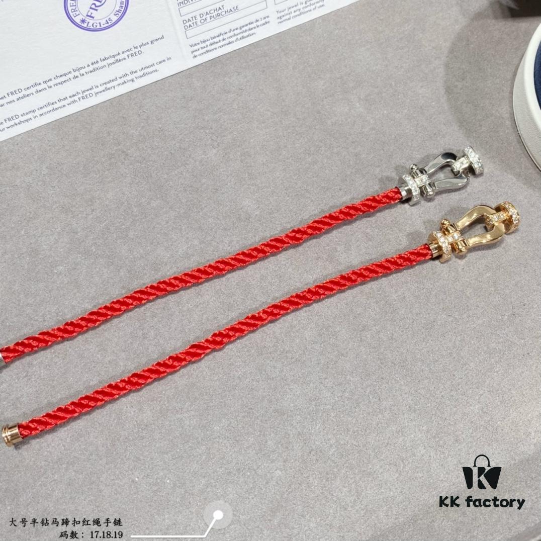 692ff4e699f2d84055c8dd42 Fred Large Semi-Paved Horsehoof Knot Red String Bracelet - Luxury Fashion Exquisite Design, High-End Customized Thickened 18K Gold Plated Craftsmanship, Micro-Inlaid Workmanship, Must-Have Item for Influencers and Fashion Enthusiasts, Platinum