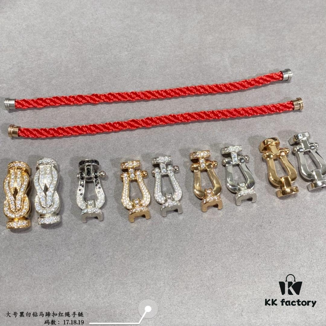 692ff4f299f2d84055c8dd4f New Release ❤️ Fred Large Black and White Diamond Horsehoof Charm Red String Bracelet - Luxury Fashion Elegant Design