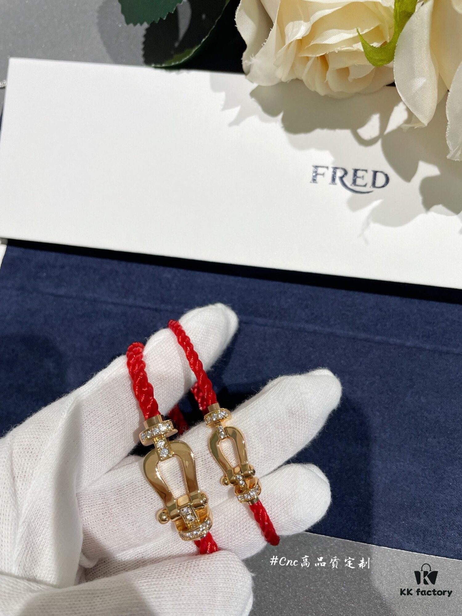 692ff50b99f2d84055c8dd67 FRE*D Half-Diamond Horseshoe Knot Red String Bracelet, CNC Precision Carved, High Quality Evident from Real Photos