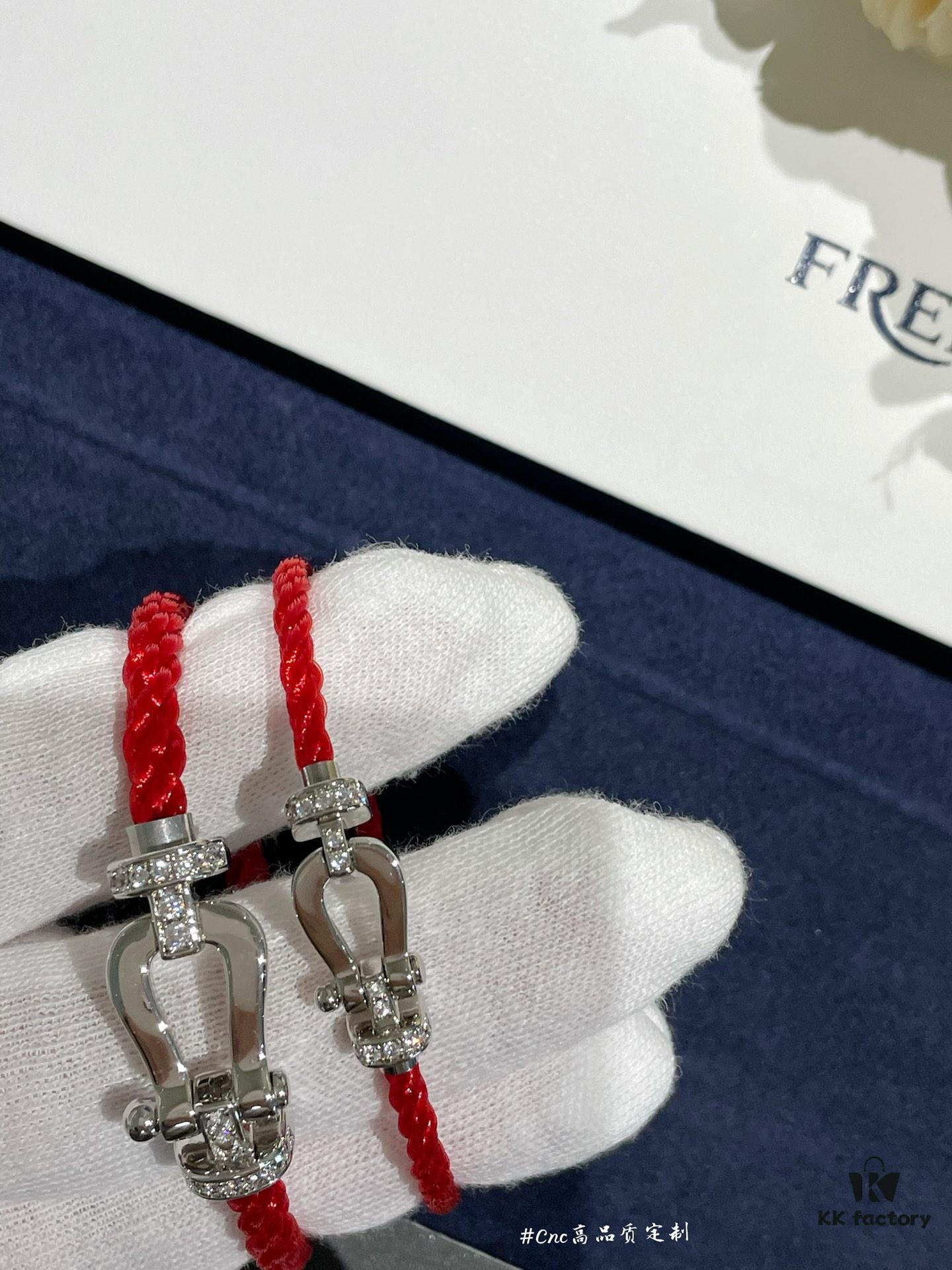 692ff50b99f2d84055c8dd68 FRE*D Half-Diamond Horseshoe Knot Red String Bracelet, CNC Precision Carved, High Quality Evident from Real Photos