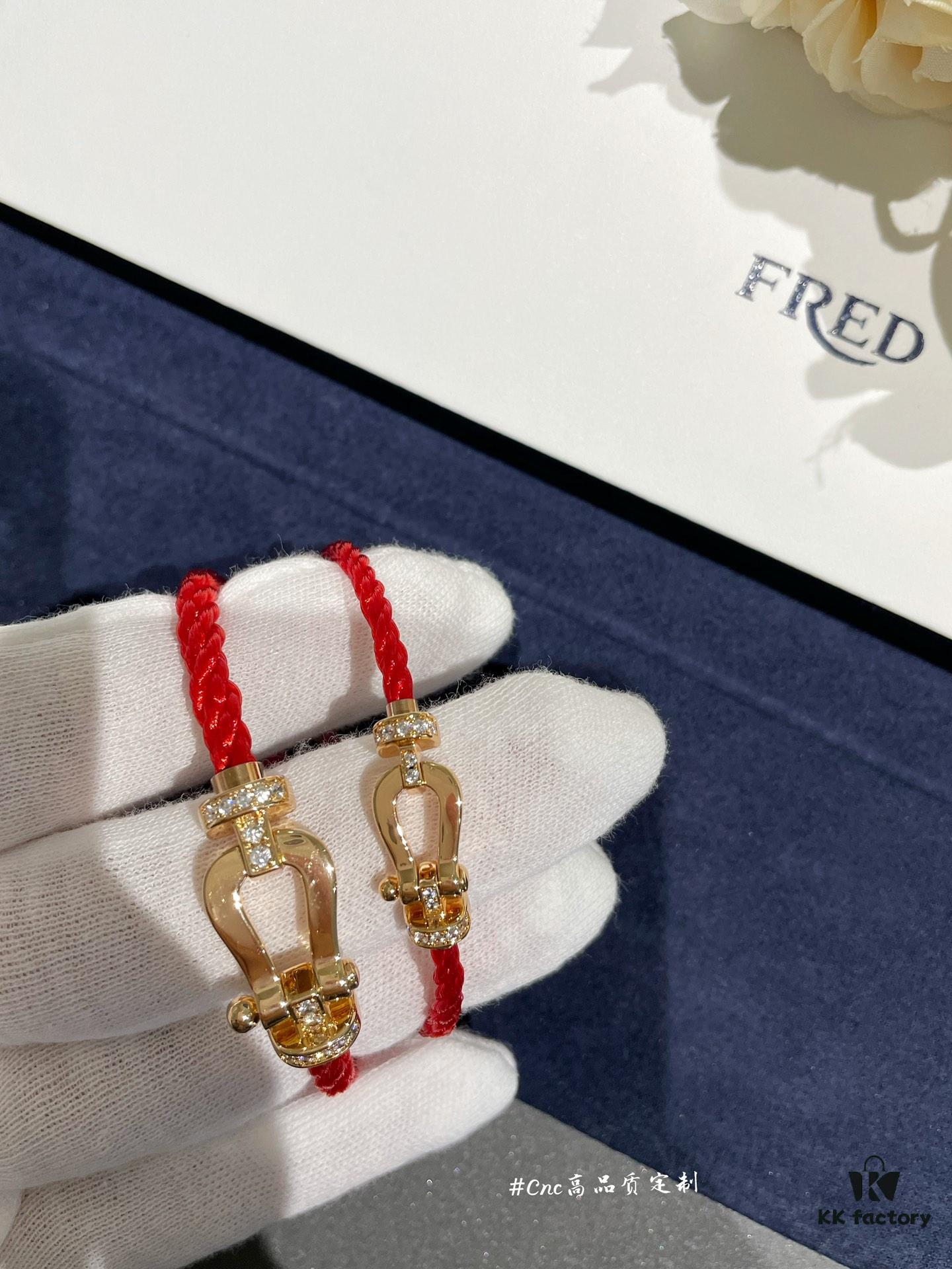 692ff50c99f2d84055c8dd69 FRE*D Half-Diamond Horseshoe Knot Red String Bracelet, CNC Precision Carved, High Quality Evident from Real Photos