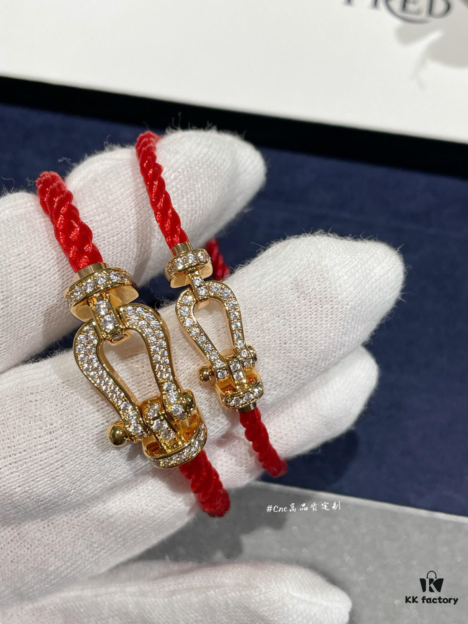 692ff51599f2d84055c8dd71 FRE*D Full Diamond Horsehoof Knot Red Bracelet, CNC Precision Carved, Experience the Quality from Our Real Photos
