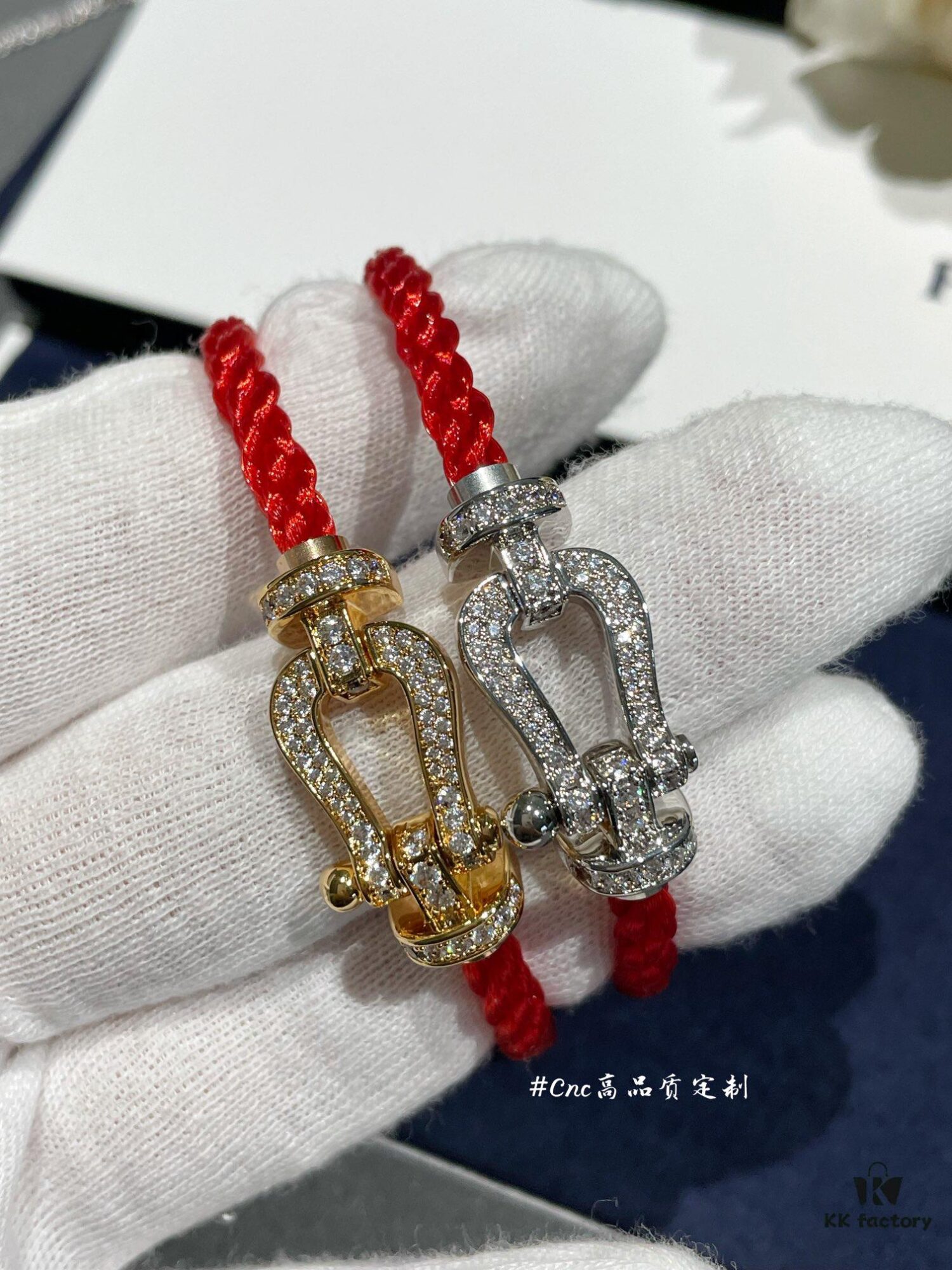692ff51899f2d84055c8dd75 FRE*D Full Diamond Horsehoof Knot Red Bracelet, CNC Precision Carved, Experience the Quality from Our Real Photos