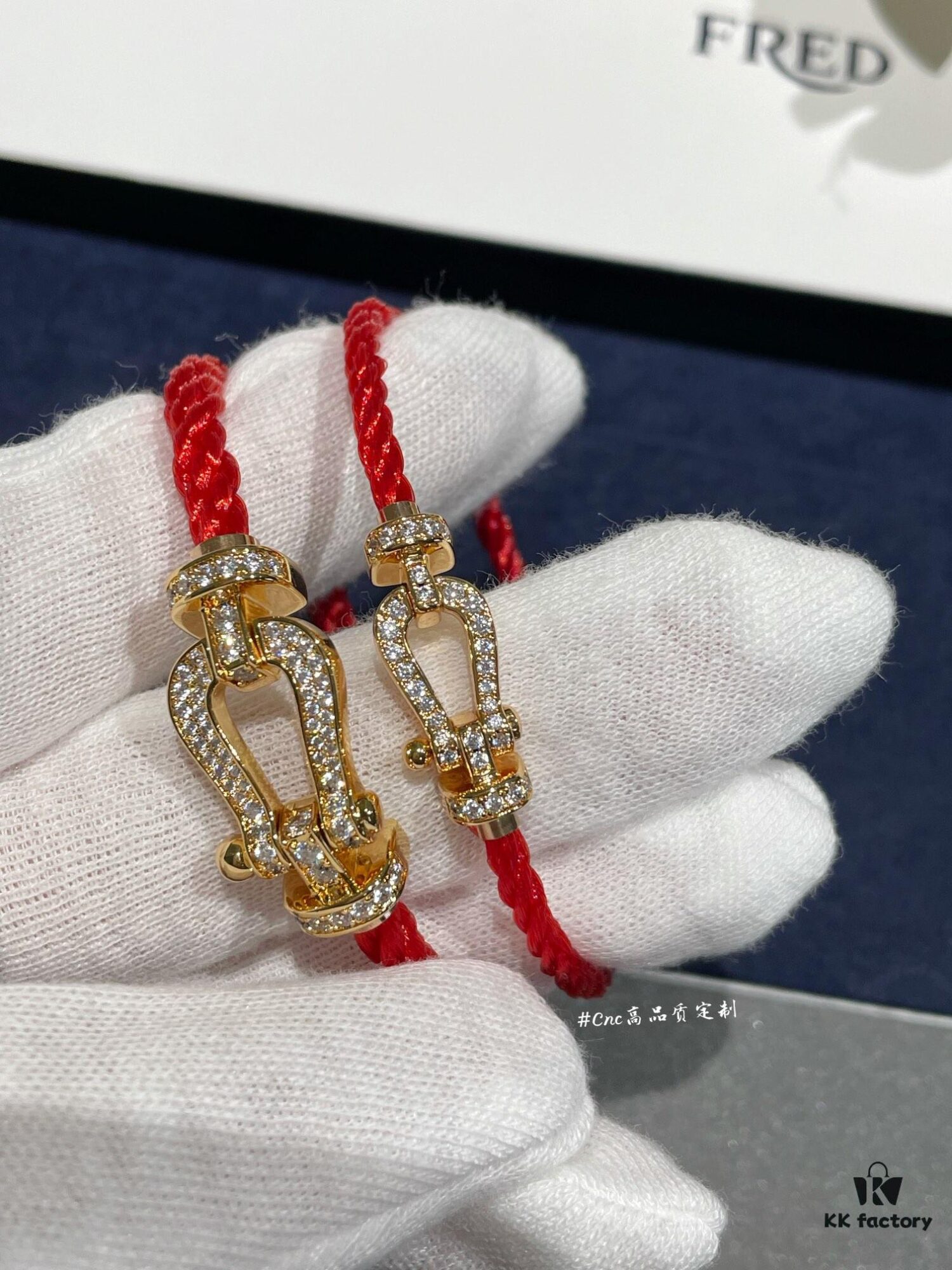 692ff51999f2d84055c8dd76 FRE*D Full Diamond Horsehoof Knot Red Bracelet, CNC Precision Carved, Experience the Quality from Our Real Photos