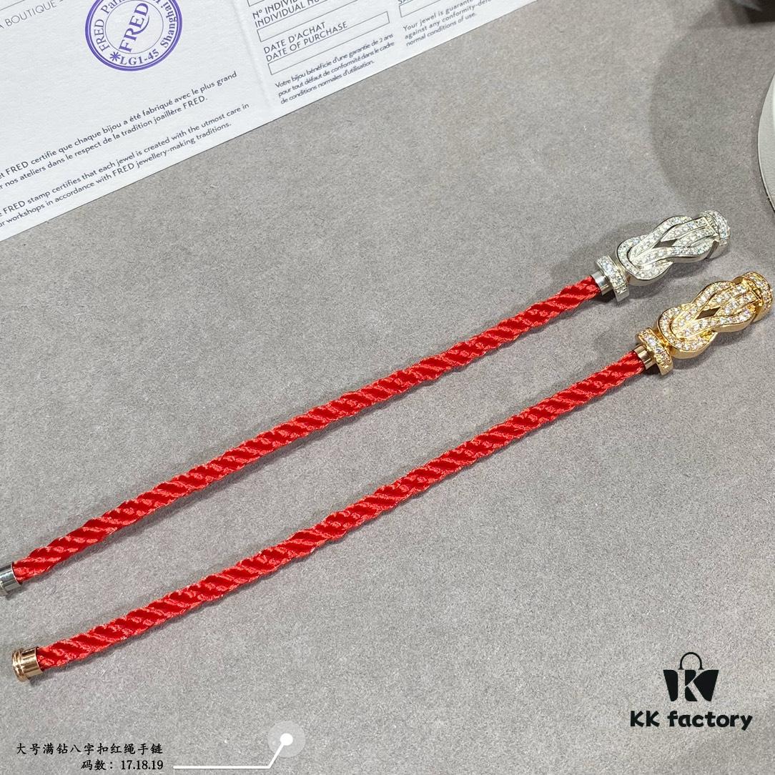 692ff51999f2d84055c8dd77 Fred Large Full Diamond Cross Knot Red String Bracelet, High-End Customized Fashion Jewelry, Thickened 18K Gold Plated Craftsmanship, Micro-Pave Workmanship, Must-Have for Trendsetters