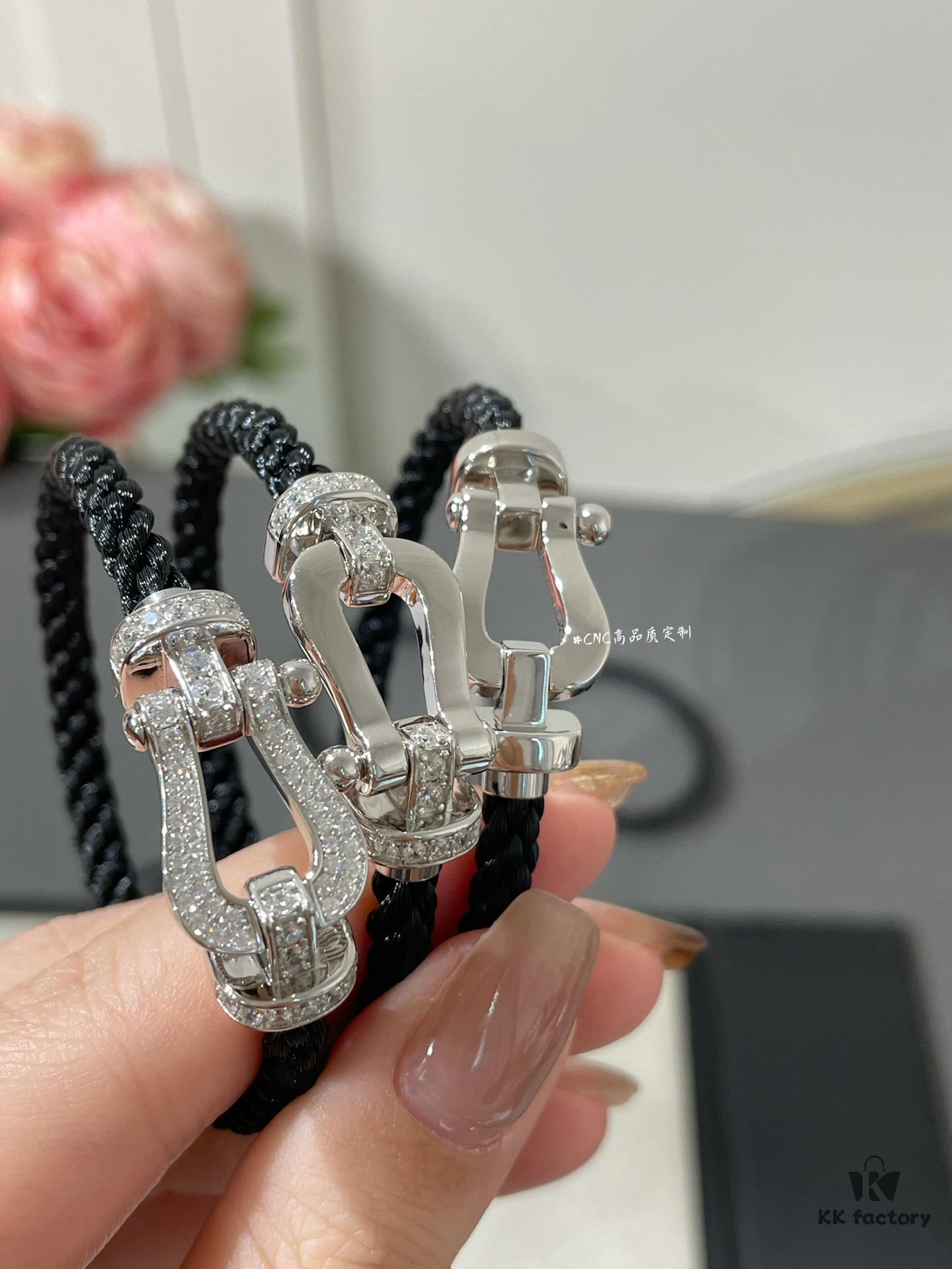 Large Fred Black Rope Button Bracelet, Unique and Stylish Design with Premium CNC Craftsmanship