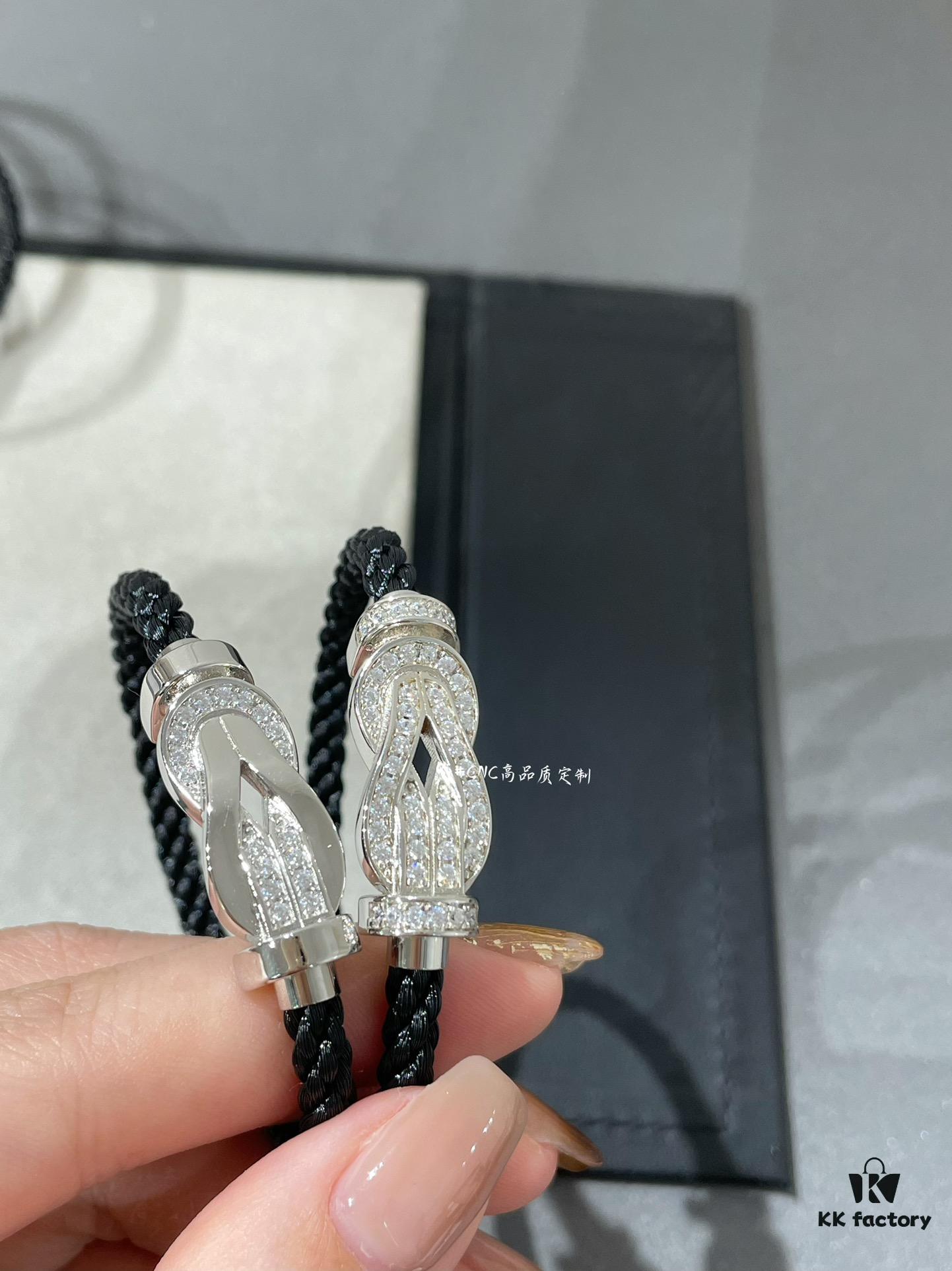 Large Fred Black Rope Button Bracelet, Unique and Stylish Design with Premium CNC Craftsmanship