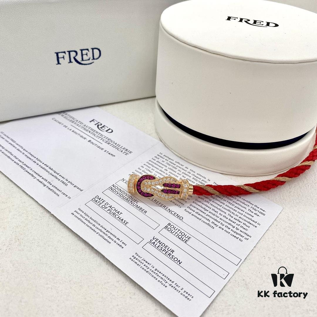 Zhang Tian'ai Same-style FRED Féder Chance Infinie Large 18K Rose Gold Ruby Diamond Bracelet