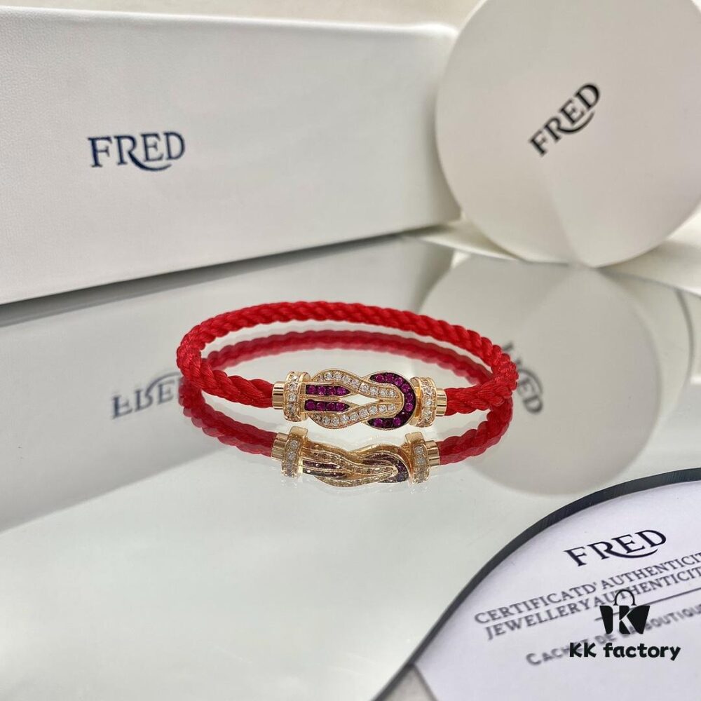 692ff54999f2d84055c8ddbc Zhang Tian'ai Same-style FRED FRED Force Infinie Large 18K Rose Gold Ruby Diamond Bracelet