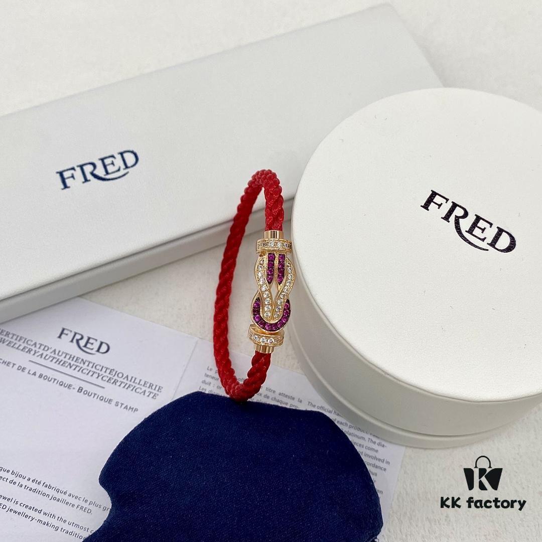 692ff54a99f2d84055c8ddbe Zhang Tian'ai Same-style FRED FRED Force Infinie Large 18K Rose Gold Ruby Diamond Bracelet