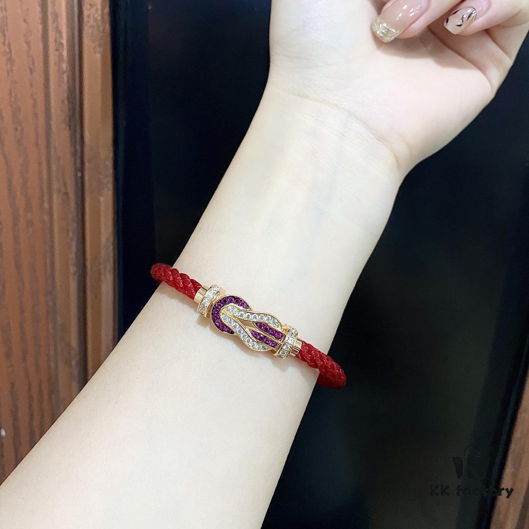 692ff55099f2d84055c8ddc6 Zhang Tian'ai Same-style FRED FRED Force Infinie Large 18K Rose Gold Ruby Diamond Bracelet
