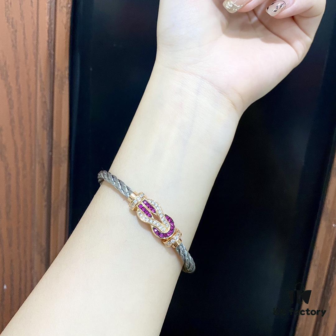 692ff55399f2d84055c8ddc8 Zhang Tian'ai Same Style FRED Féder Chance Infinie Large 18K Rose Gold Ruby Diamond Bracelet