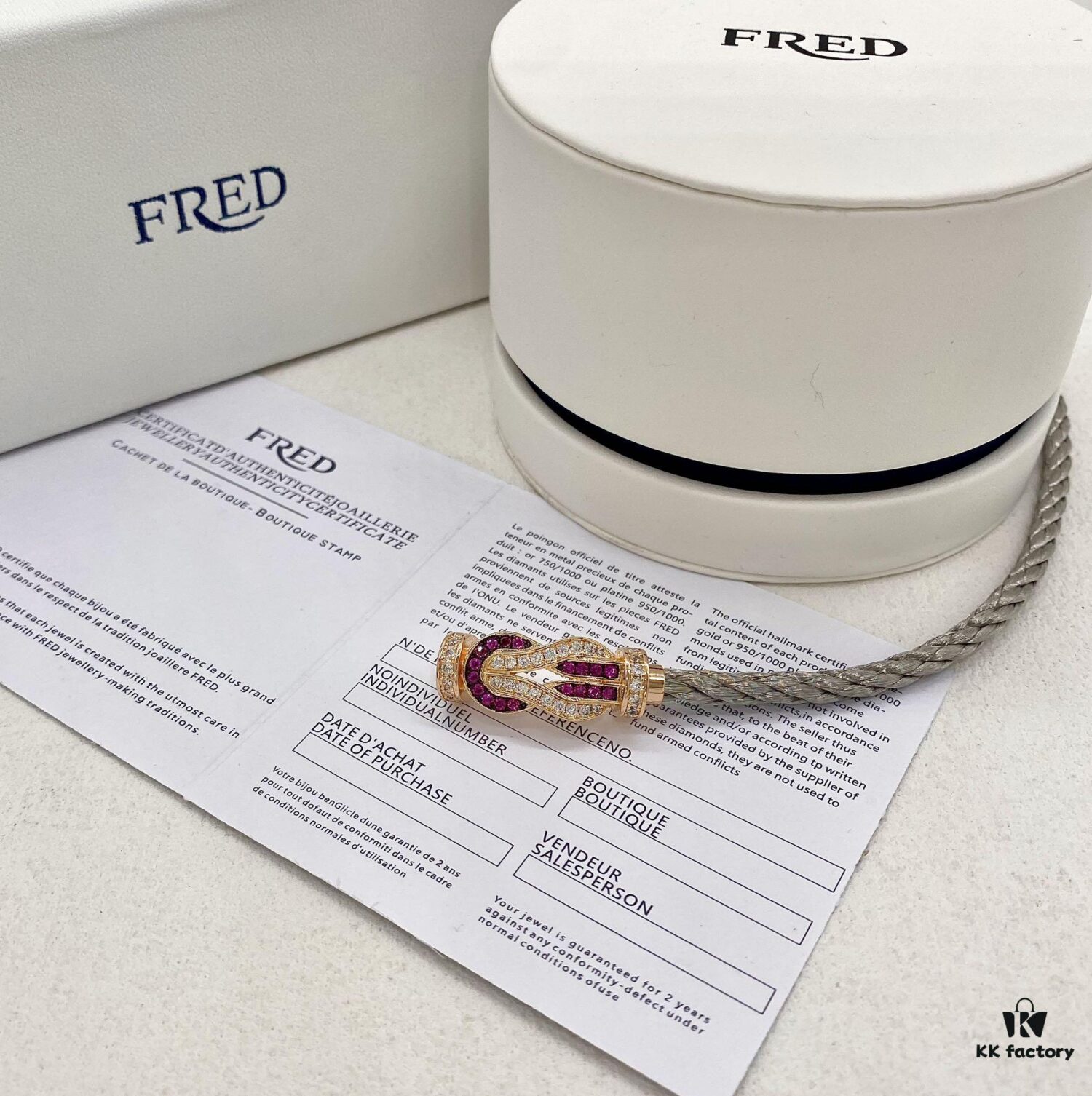 692ff55599f2d84055c8ddcb Zhang Tian'ai Same Style FRED Féder Chance Infinie Large 18K Rose Gold Ruby Diamond Bracelet