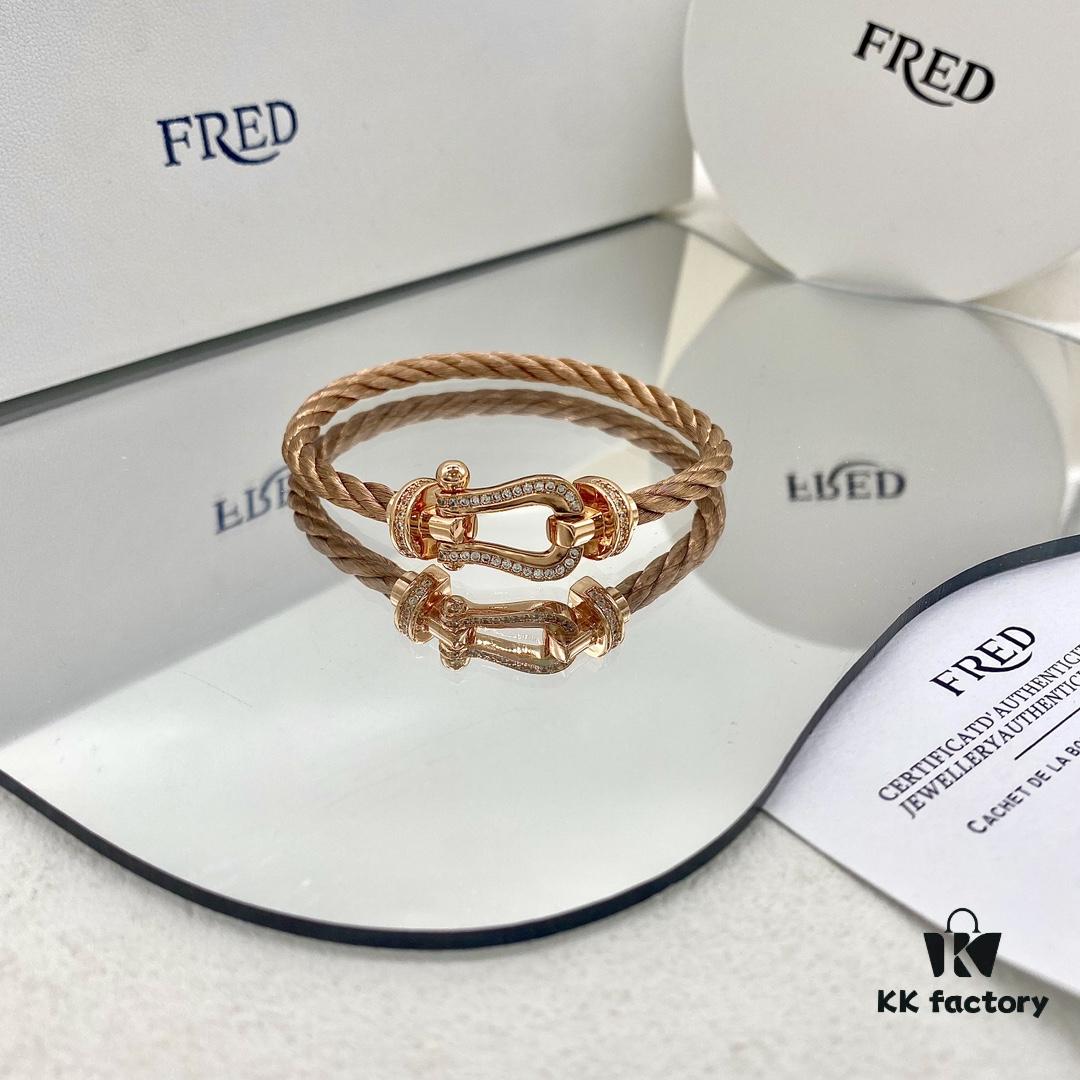 FRED Fred Force 10 Large Half-Paved Diamond Bracelet