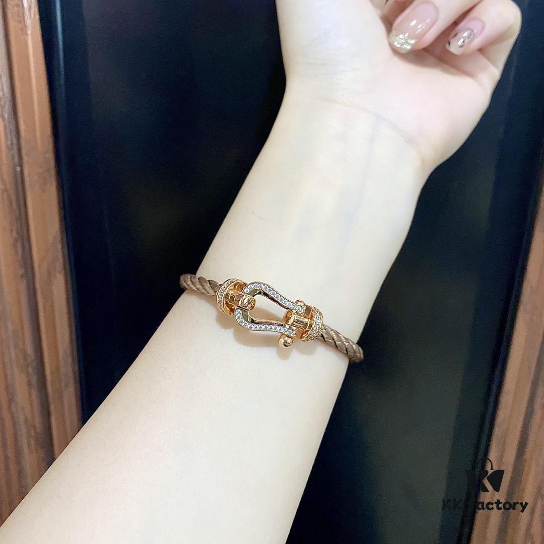 FRED Fred Force 10 Large Half-Paved Diamond Bracelet