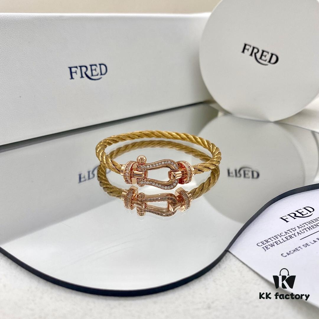 692ff56a99f2d84055c8ddf1 FRED Fred Force 10 Large Half-Paved Diamond Bracelet