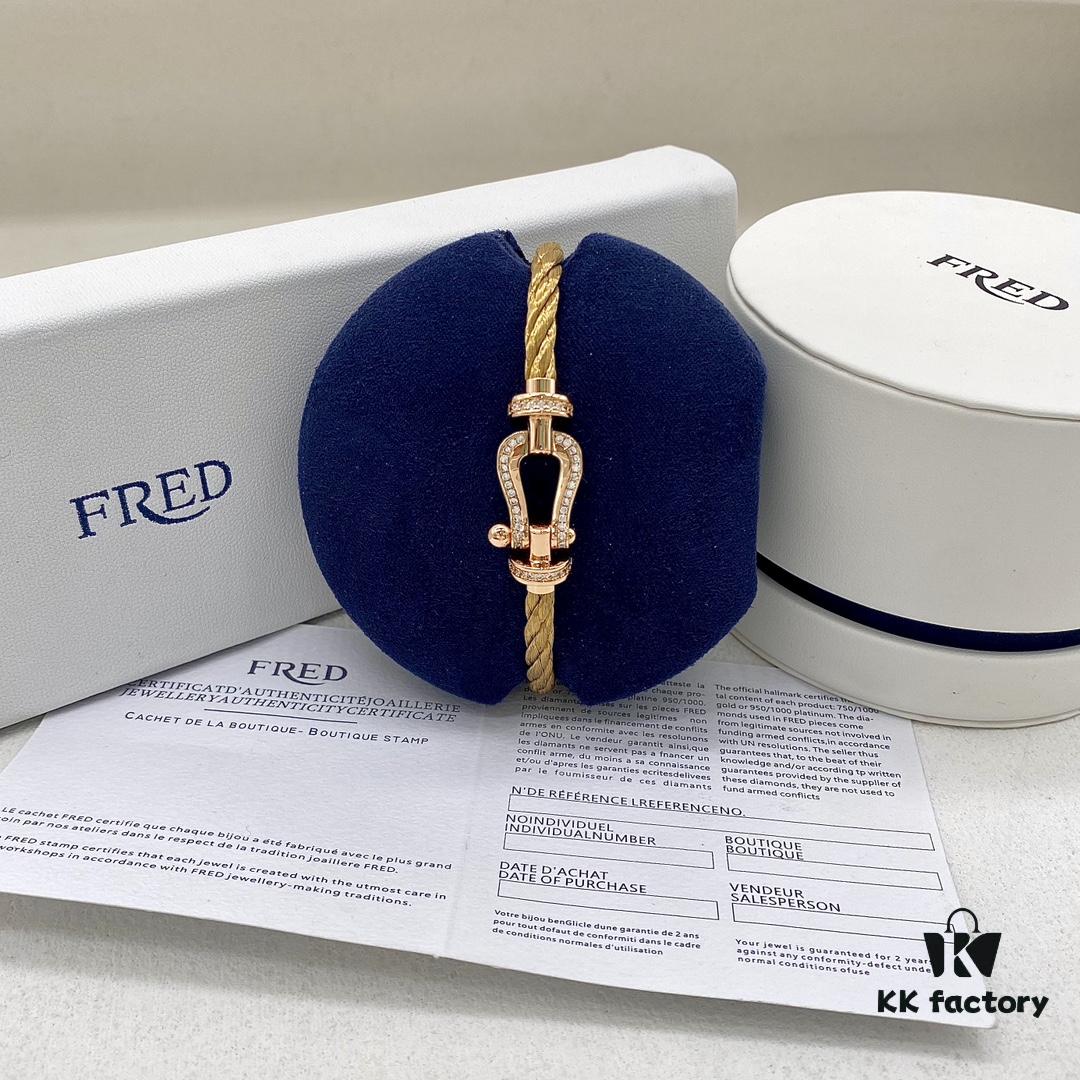 692ff56a99f2d84055c8ddf4 FRED Fred Force 10 Large Half-Paved Diamond Bracelet