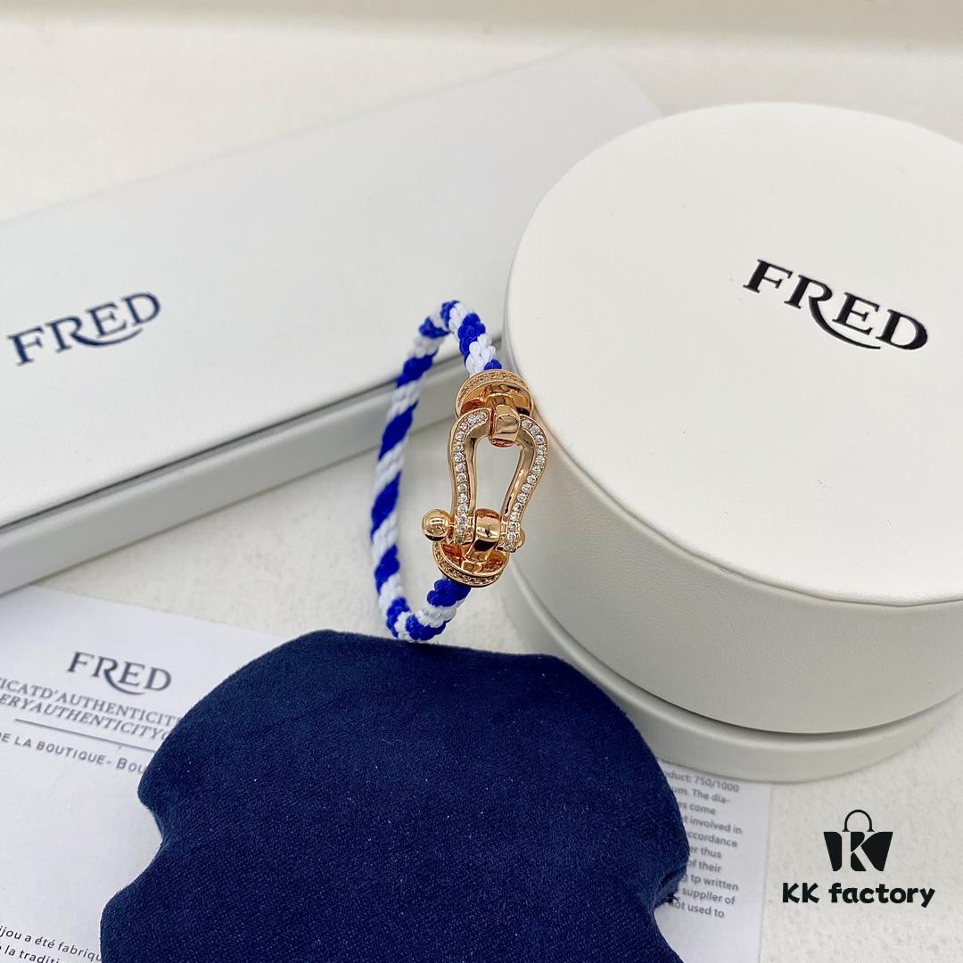 692ff56c99f2d84055c8ddf8 FRED FRED Force 10 Large Half-Paved Diamond Bracelet