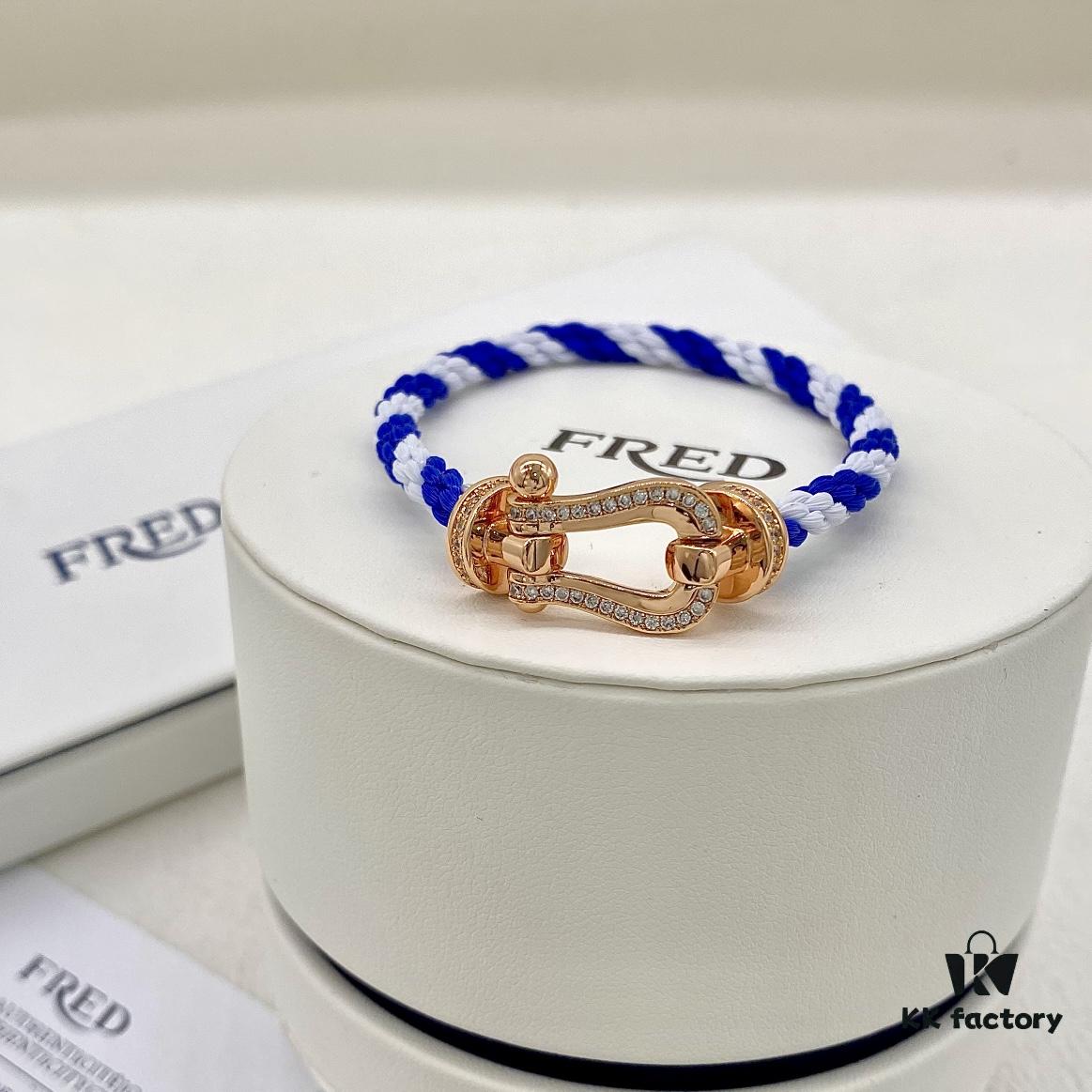 692ff56e99f2d84055c8ddfa FRED FRED Force 10 Large Half-Paved Diamond Bracelet