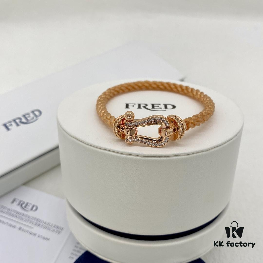 692ff57199f2d84055c8de02 FRED Fred Joaillerie Force 10 Large Half-Paved Diamond Bracelet