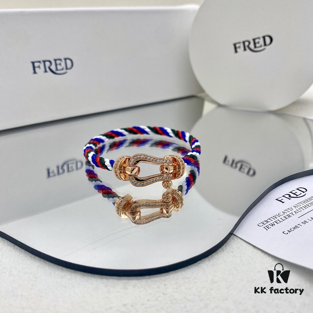 FRED FRED Force 10 Large Half-Paved Diamond Bracelet