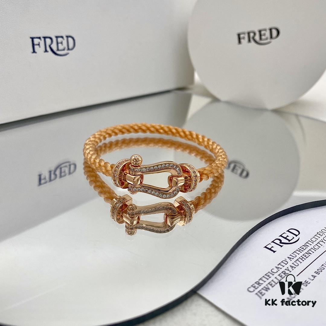 692ff57899f2d84055c8de0e FRED Fred Joaillerie Force 10 Large Half-Paved Diamond Bracelet