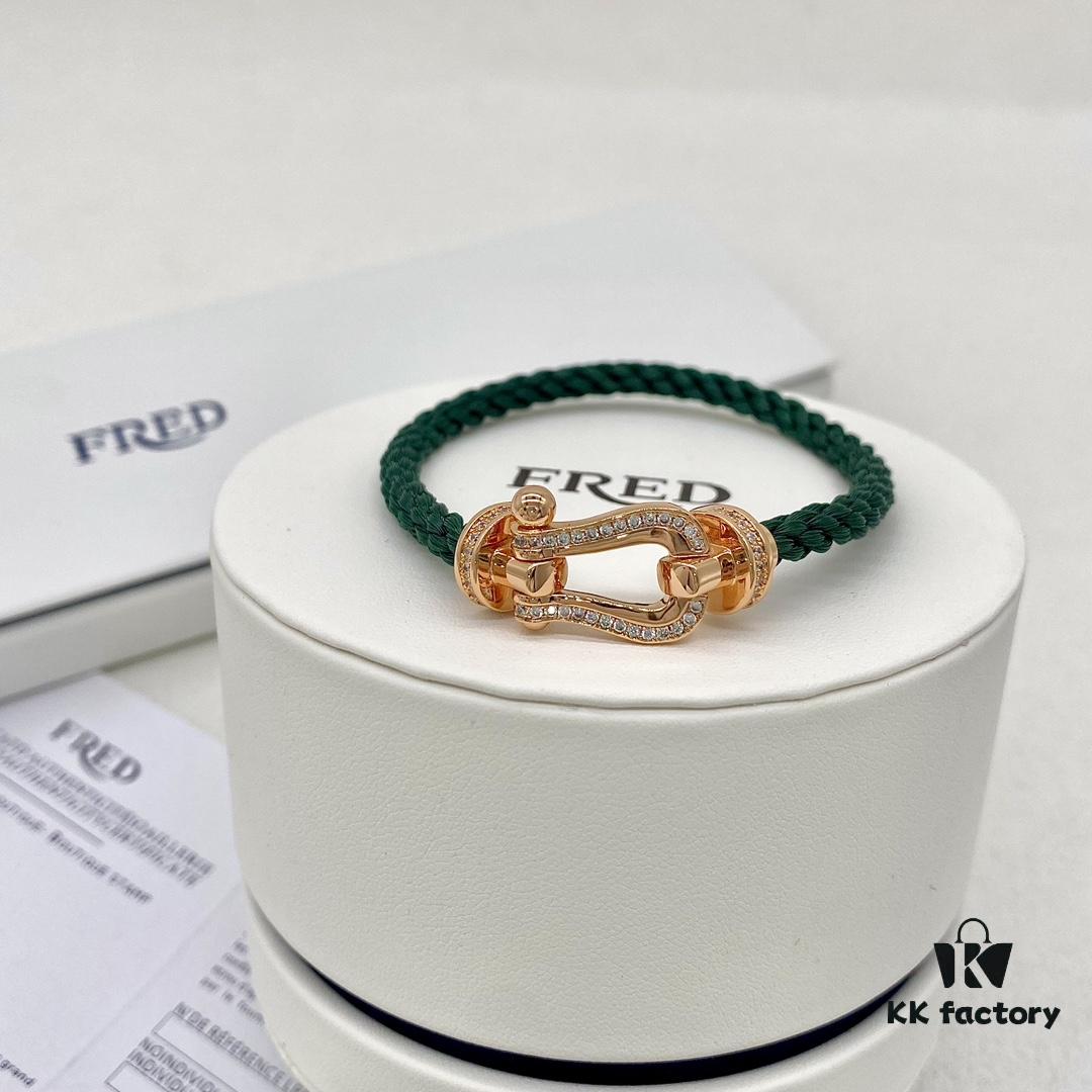 692ff57d99f2d84055c8de17 FRED FRED Force 10 Large Half-Paved Diamond Bracelet