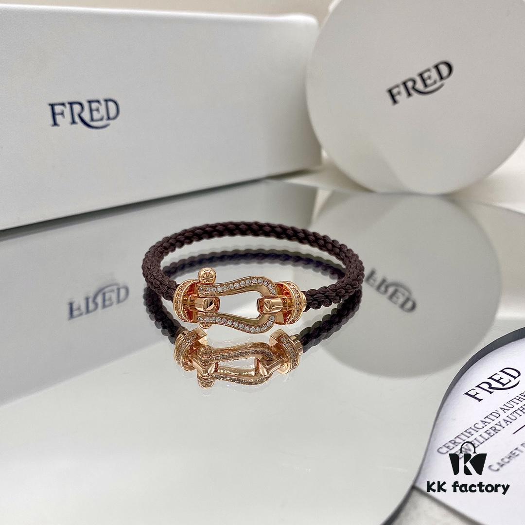 692ff57e99f2d84055c8de1b FRED Force 10 Large Half-Pave Diamond Bracelet in Mahogany Tone