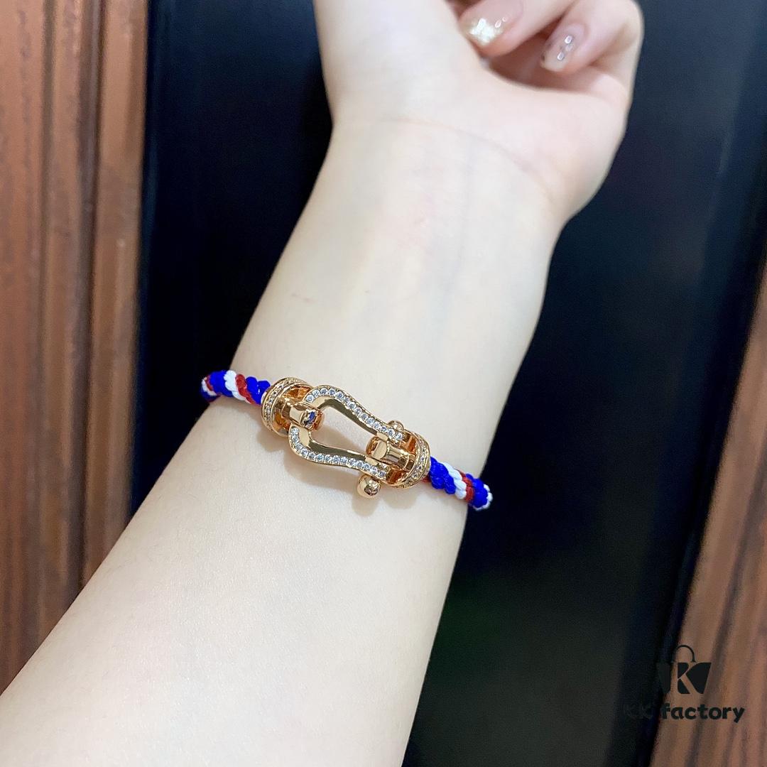 FRED Force 10 Large Half-Paved Diamond Bracelet