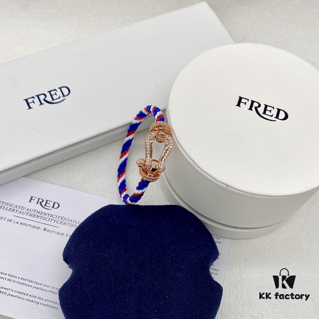 FRED Force 10 Large Half-Paved Diamond Bracelet