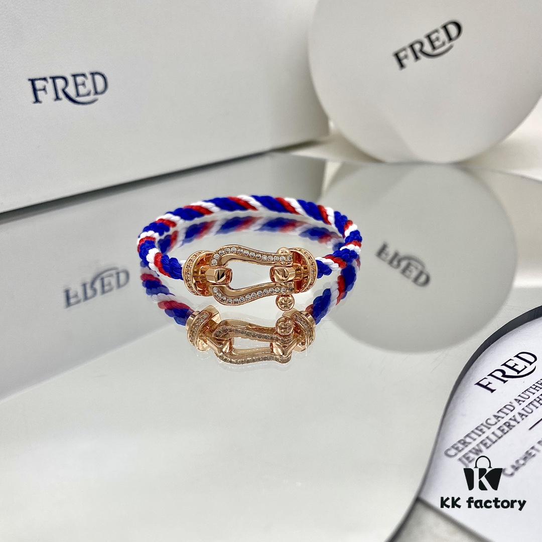 FRED Force 10 Large Half-Paved Diamond Bracelet