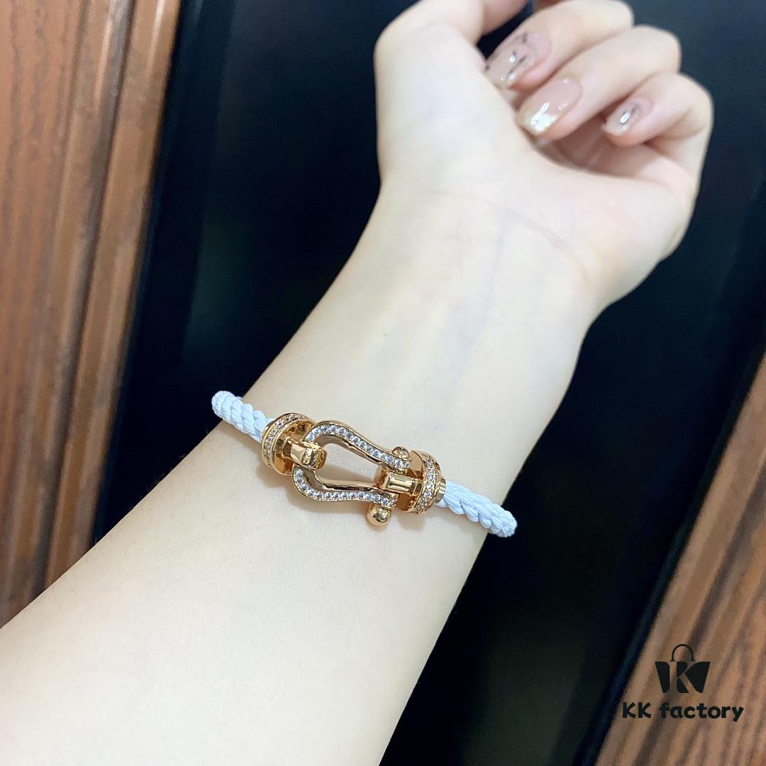 FRED Force 10 Large Half-Diamond-Paved Bracelet