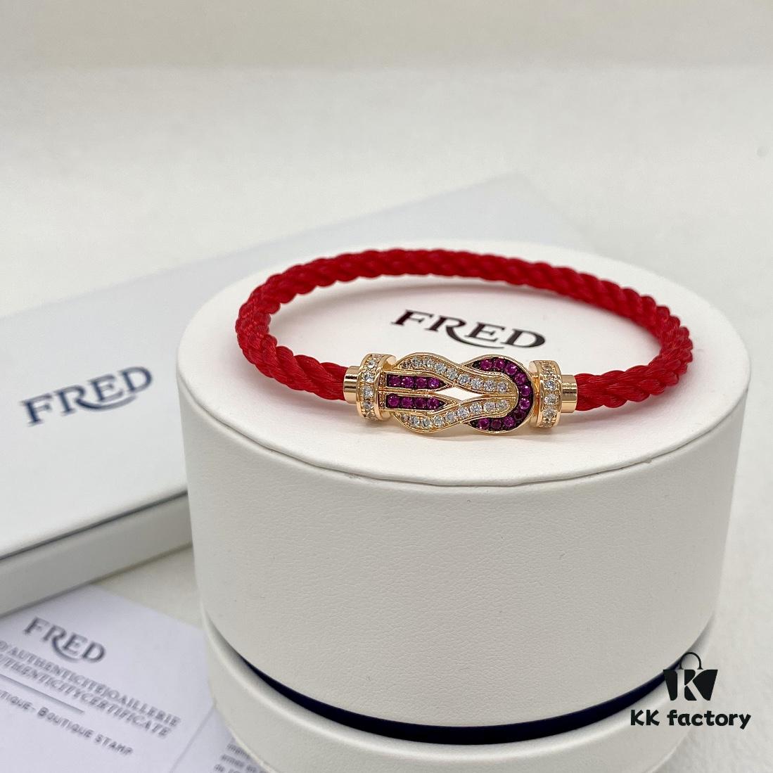 692ff59299f2d84055c8de44 Zhang Tian'ai Same-style FRED FRED Force Infinie Large 18K Rose Gold Ruby Diamond Bracelet