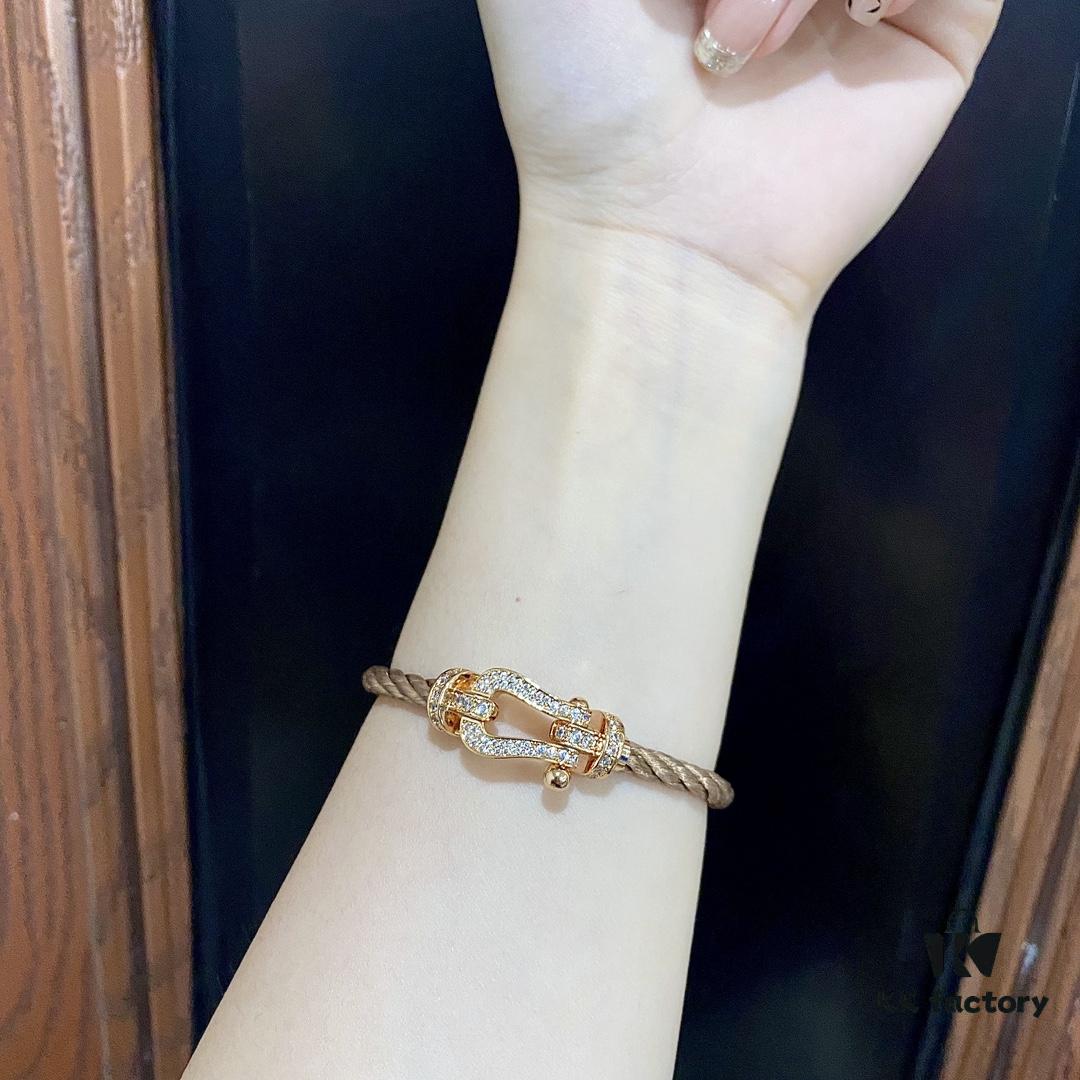692ff59699f2d84055c8de4c FRED Force 10 Large Diamond-Paved Bracelet in Rose Gold