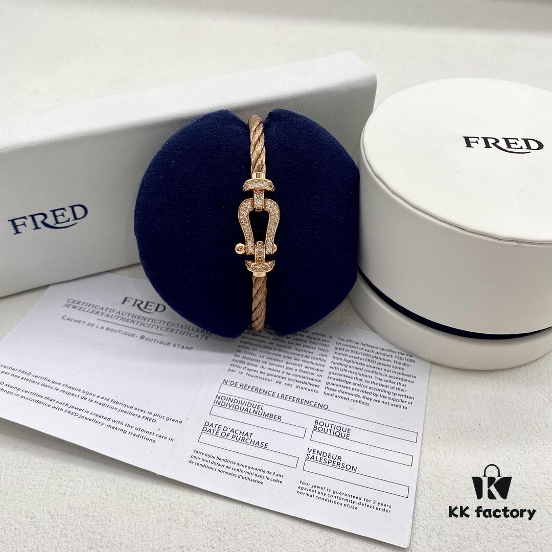 692ff59699f2d84055c8de4e FRED Force 10 Large Diamond-Paved Bracelet in Rose Gold