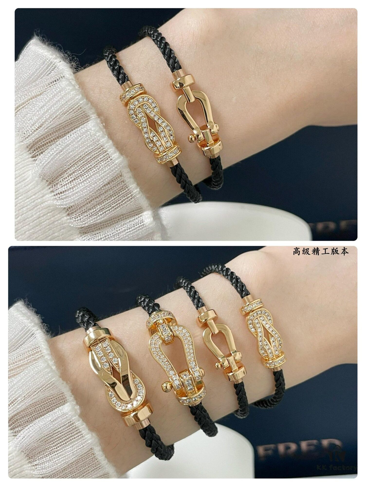 692ff60f99f2d84055c8df05 Fred Small Black Rope Bracelet - High-End Custom Fashion Jewelry, 18K Gold Plated, Precision Micro-Set, Must-Have for Trendsetters