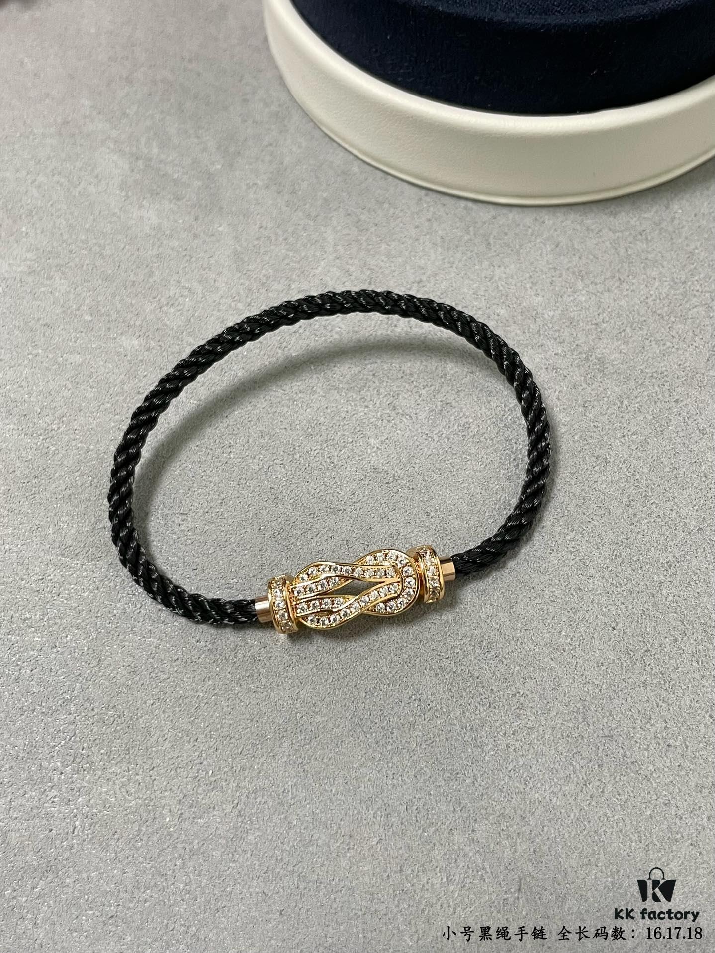 692ff60f99f2d84055c8df06 Fred Small Black Rope Bracelet - High-End Custom Fashion Jewelry, 18K Gold Plated, Precision Micro-Set, Must-Have for Trendsetters