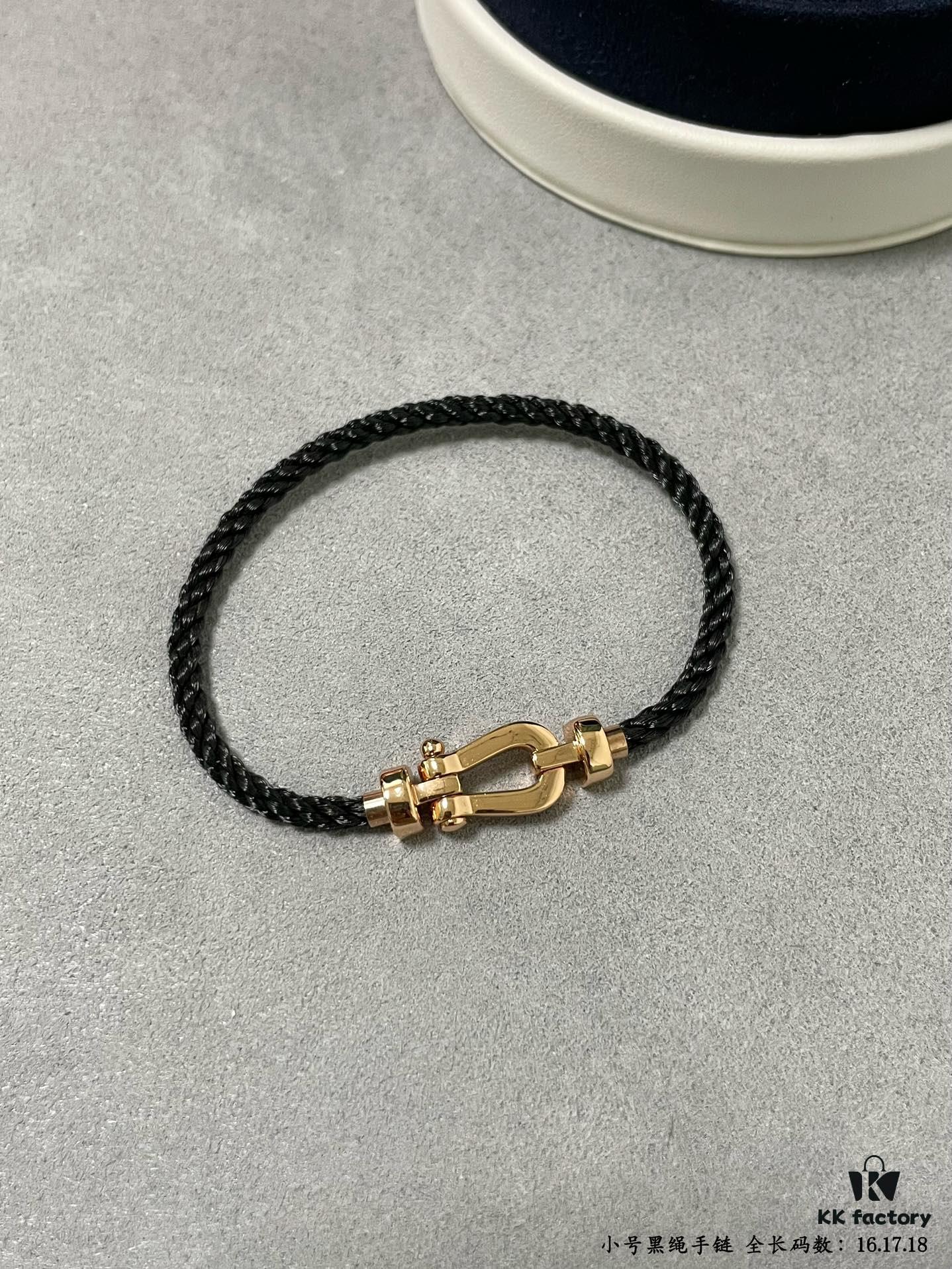 692ff61099f2d84055c8df07 Fred Small Black Rope Bracelet - High-End Custom Fashion Jewelry, 18K Gold Plated, Precision Micro-Set, Must-Have for Trendsetters