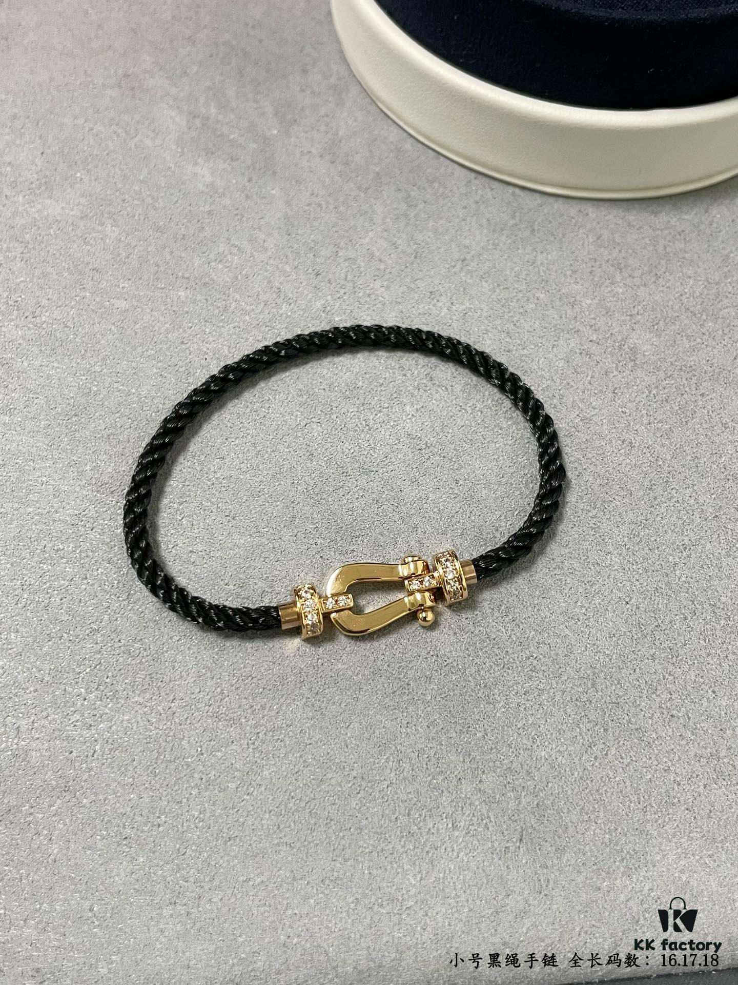 692ff61199f2d84055c8df08 Fred Small Black Rope Bracelet - High-End Custom Fashion Jewelry, 18K Gold Plated, Precision Micro-Set, Must-Have for Trendsetters