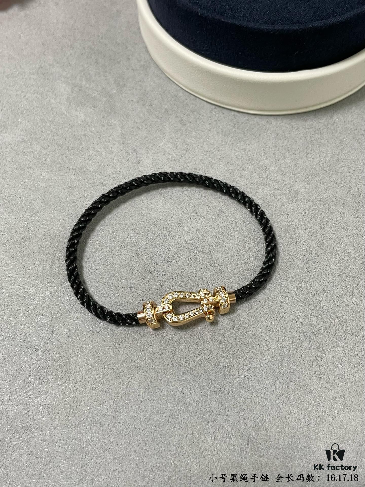 692ff61199f2d84055c8df09 Fred Small Black Rope Bracelet - High-End Custom Fashion Jewelry, 18K Gold Plated, Precision Micro-Set, Must-Have for Trendsetters