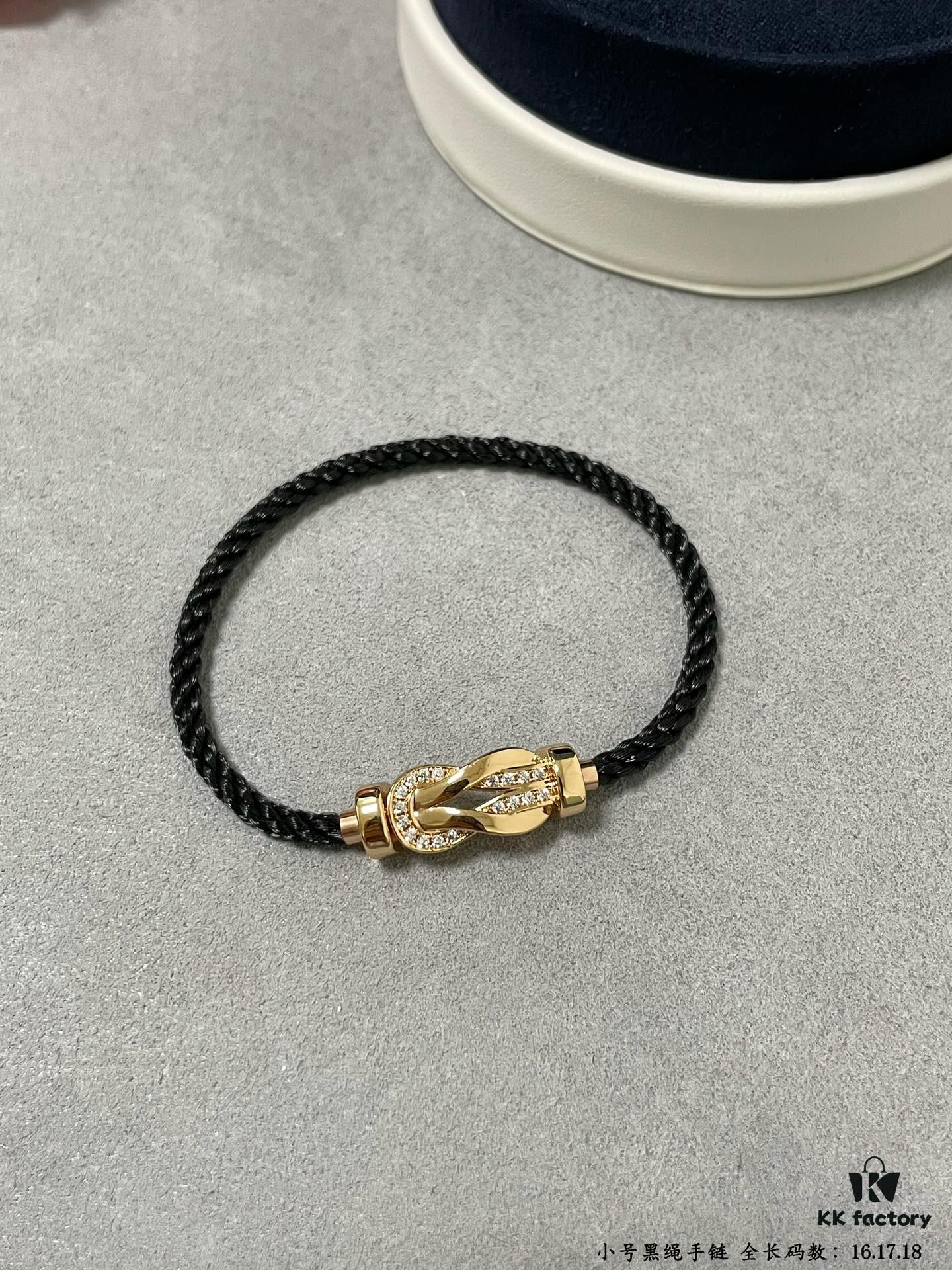 692ff61299f2d84055c8df0a Fred Small Black Rope Bracelet - High-End Custom Fashion Jewelry, 18K Gold Plated, Precision Micro-Set, Must-Have for Trendsetters