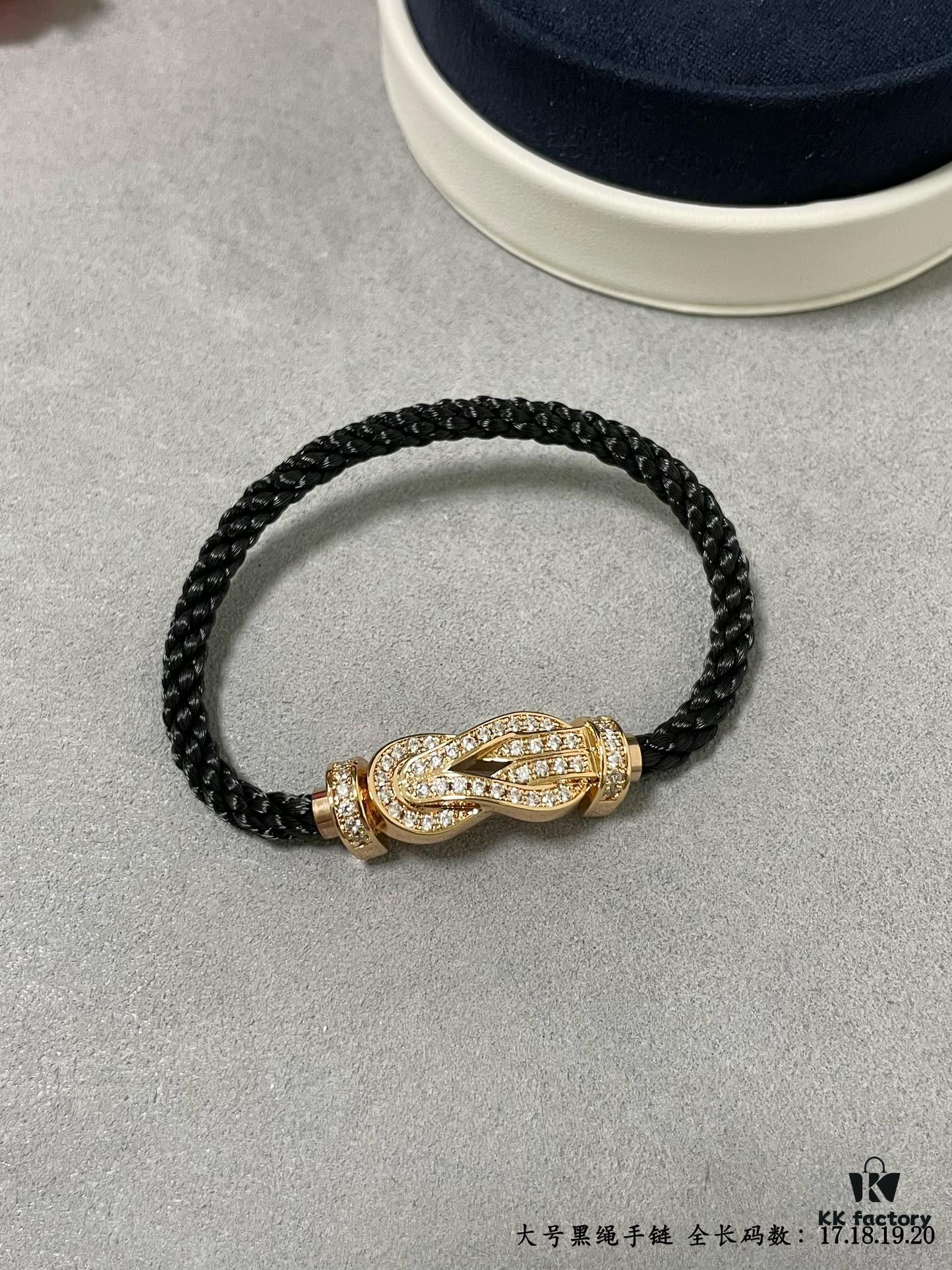 692ff61899f2d84055c8df0f Fred Large Black Cord Bracelet - Luxury Fashion Elegant Design, High-End Customized, Thickened 18K Gold Plated Craftsmanship, Precision Micro-Pave, Must-Have Item for Influencers and Style Enthusiasts