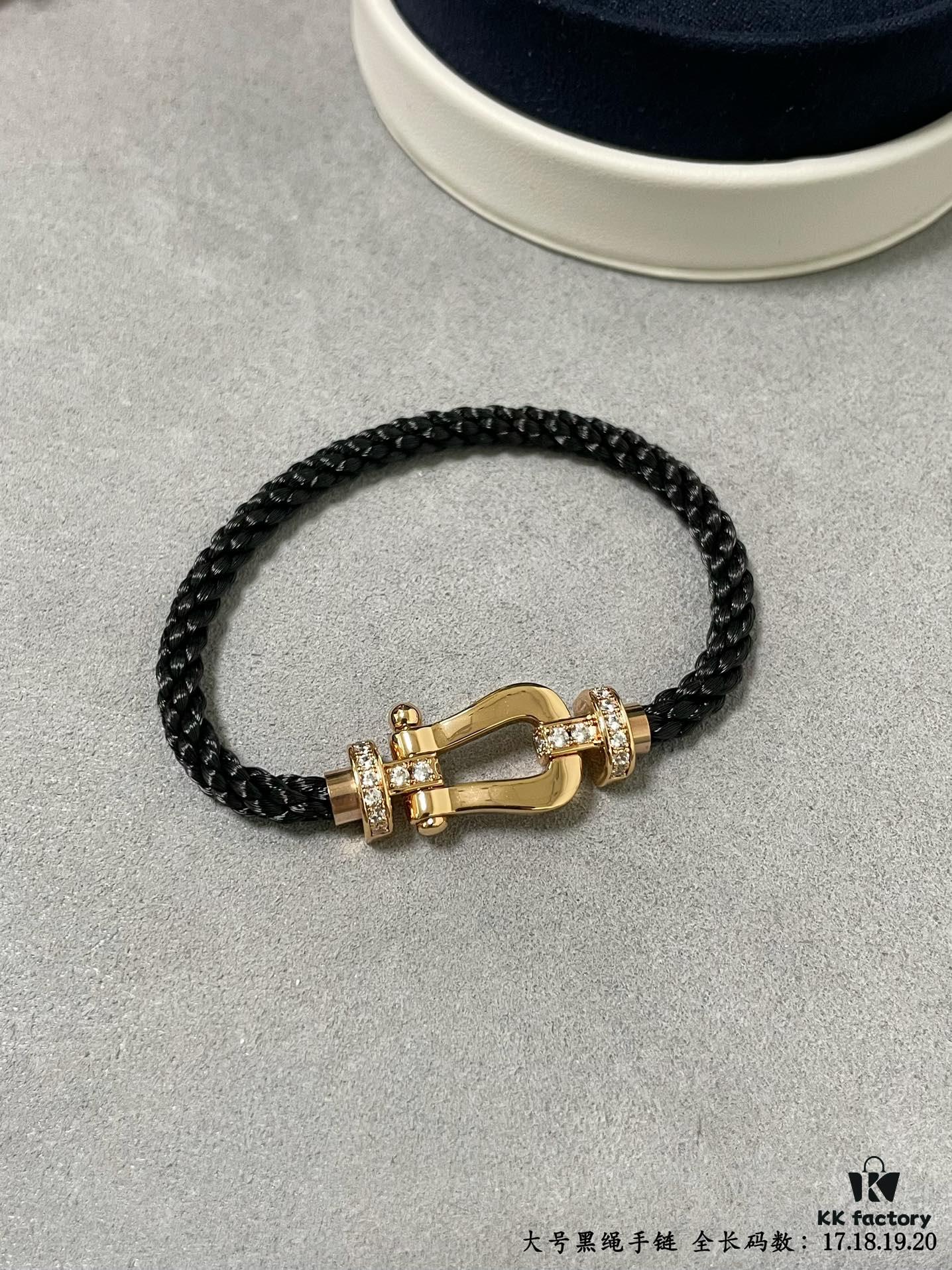 692ff61999f2d84055c8df10 Fred Large Black Cord Bracelet - Luxury Fashion Elegant Design, High-End Customized, Thickened 18K Gold Plated Craftsmanship, Precision Micro-Pave, Must-Have Item for Influencers and Style Enthusiasts