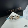 692ff66499f2d84055c8df68 FRED Force 10 Bracelet in Rose Gold, Medium Size, with Black and White Gemstones, Steel Cord Design