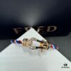 692ff67099f2d84055c8df76 FRED Force 10 Bracelet in Rose Gold, Medium Size with Black and White Gemstones, Steel Cord Design