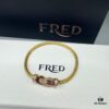 FRED Force 10 Bracelet in Rose Gold, Medium Size with Ruby Cabochon, Steel Cable Design